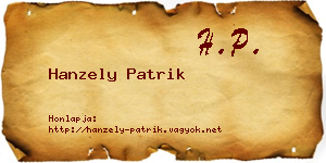 Hanzely Patrik névjegykártya